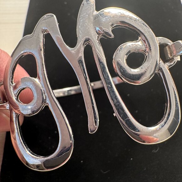 M INTIAL SILVER SCRIPT CUFF BRACELET - Picture 2 of 3